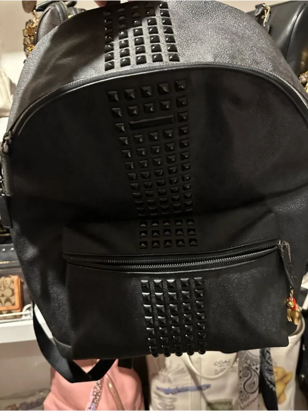 Michael Kors Black Studded Leather Backpack
